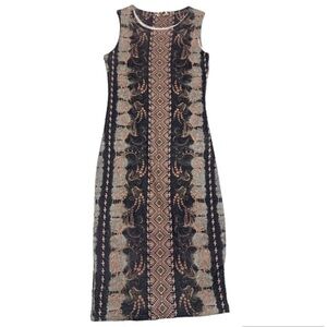 🌺 “GAZE” SLEEVELESS TRIBAL AZTEC PATTERN STRETCHY & SOFT BODYCON DRESS SZ.S EUC